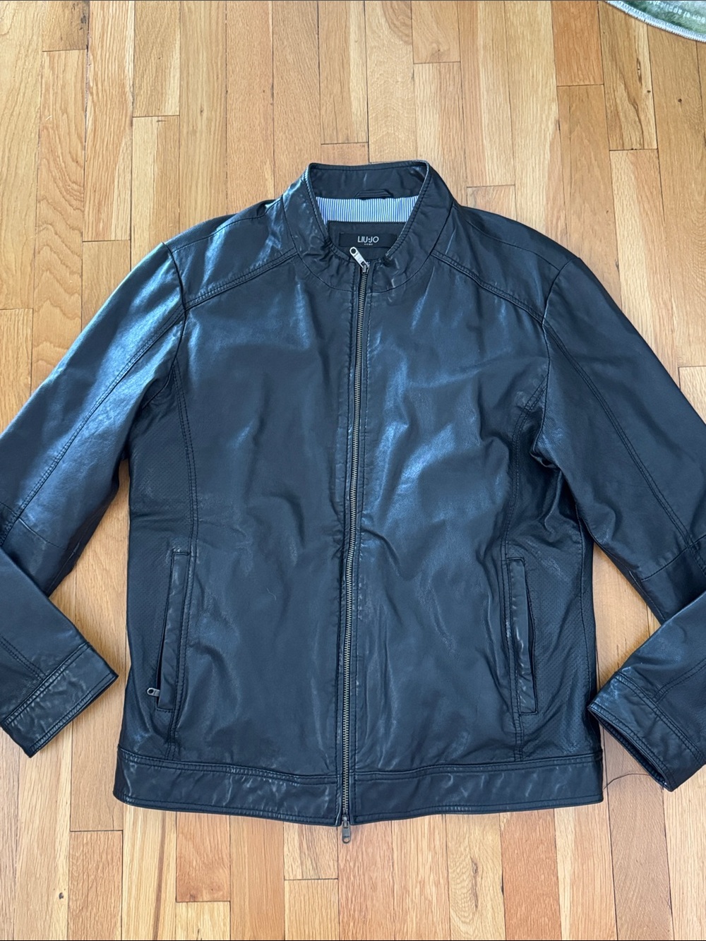 Liu Jo Black Leather Bomber Jacket
